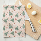 クリスマスツリーと平和のサインのパターン キッチンタオル (四つ折り)