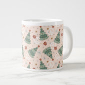 クリスマスツリーと平和のサインのパターン ジャンボコーヒーマグカップ (正面右)