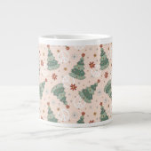 クリスマスツリーと平和のサインのパターン ジャンボコーヒーマグカップ (正面)