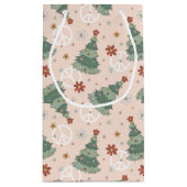 クリスマスツリーと平和のサインのパターン スモールペーパーバッグ (裏面)