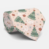 クリスマスツリーと平和のサインのパターン ネクタイ (ロール)