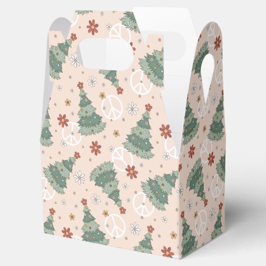 クリスマスツリーと平和のサインのパターン フェイバーボックス (オープン)