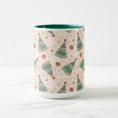 クリスマスツリーと平和のサインのパターン マグカップ (中央)