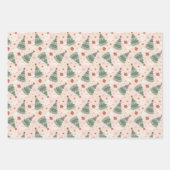 クリスマスツリーと平和のサインのパターン ラッピングペーパーシート (正面2)