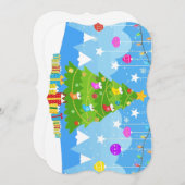 クリスマスツリーと星とプレゼント休日 シーズンカード (正面/裏面)