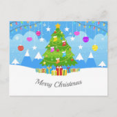 クリスマスツリーと星とプレゼント休日 ポストカード (正面)
