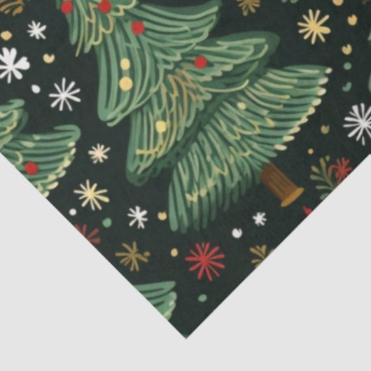 クリスマスツリーと星ホワイトグリーンクリスマス 薄葉紙 (詳細)