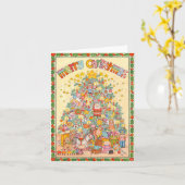 クリスマスツリーと星 カード (黄色い花)