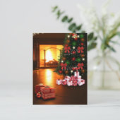 クリスマスツリーと暖炉はがき ポストカード (スタンド正面)