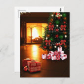 クリスマスツリーと暖炉はがき ポストカード (正面/裏面)