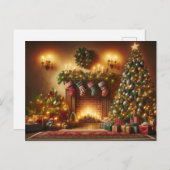 クリスマスツリーと暖炉 シーズンポストカード (正面/裏面)