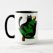 クリスマスツリーと猫ユーモアのある卵Nogまたはココア マグカップ (左)