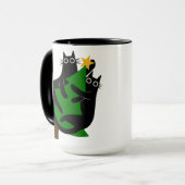 クリスマスツリーと猫ユーモアのある卵Nogまたはココア マグカップ (正面左)