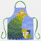 クリスマスツリーと猫 エプロン (正面)
