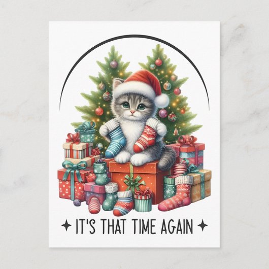 クリスマスツリーと猫 2025 ポストカード (正面)
