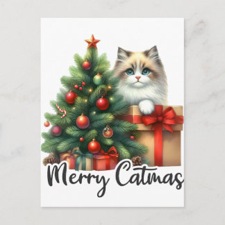 クリスマスツリーと猫 2025 ポストカード