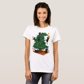 クリスマスツリーと猫 Tシャツ (正面フル)