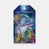 クリスマスツリーと玩具を備えた雪だるま ギフトタグ (裏面)