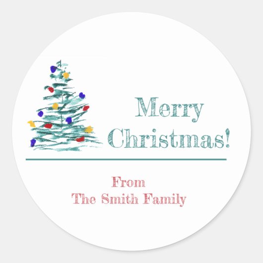 クリスマスツリーと球根のギフトラッピングシール ラウンドシール (正面)