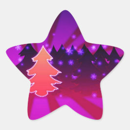 クリスマスツリーと紫 星シール
