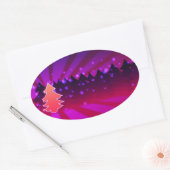 クリスマスツリーと紫 楕円形シール (封筒)