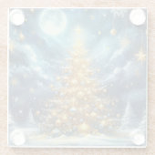 クリスマスツリーと美しい冬の情景 ガラスコースター (裏面)