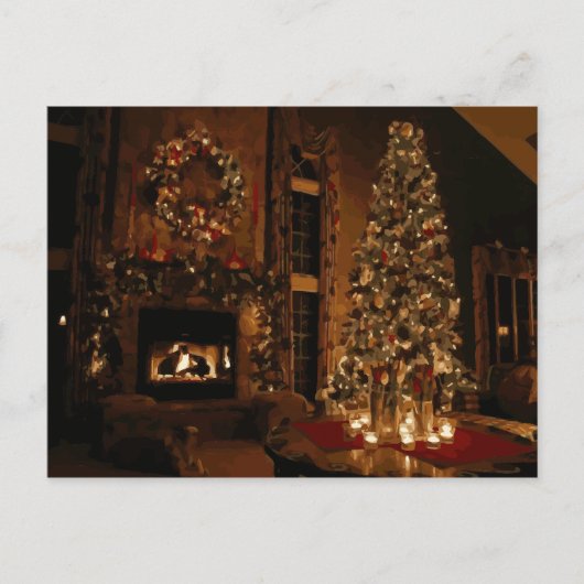 クリスマスツリーと茂み外ショッピングセンター シーズンポストカード (正面)