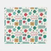 クリスマスツリーと装飾パターン フリースブランケット (正面(横))