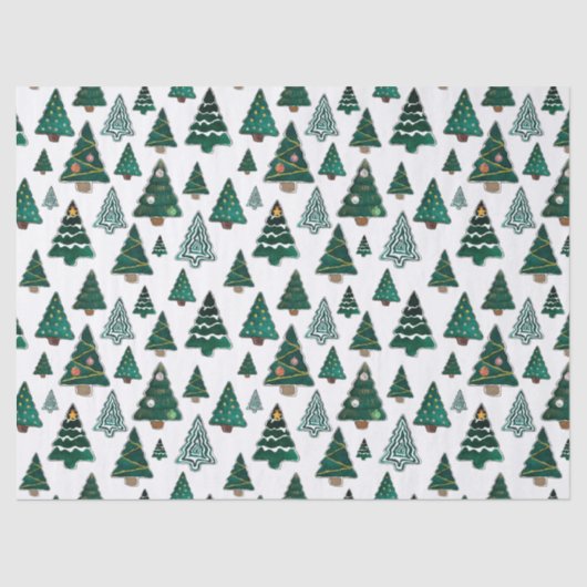 クリスマスツリーと装飾白いクリスマス 薄葉紙 (正面)