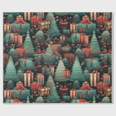 クリスマスツリーと贈り物 ラッピングペーパー (フラット)