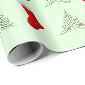 クリスマスツリーと赤いクリスマスストッキング ラッピングペーパー (ロールコーナー)
