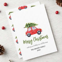 クリスマスツリーと赤い車