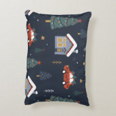 クリスマスツリーと車のシームレスなパターン アクセントクッション (裏面(縦))