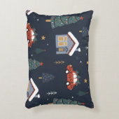 クリスマスツリーと車のシームレスなパターン アクセントクッション (正面(垂直))