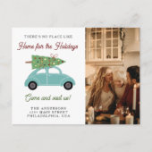 クリスマスツリーと車の写真の休日を移動 案内ポストカード (正面)