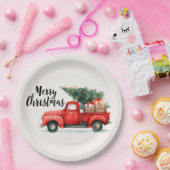 クリスマスツリーと車の紙皿 ペーパープレート (パーティー)