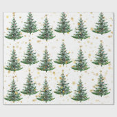 クリスマスツリーと金ゴールドスター ラッピングペーパー (フラット)