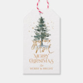 クリスマスツリーと金ゴールドタイポグラフィ ギフトタグ (正面)