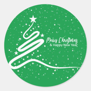 クリスマスツリーと降雪クラシックシール ラウンドシール