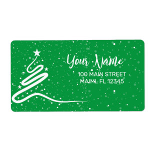 クリスマスツリーと降雪差出人住所 ラベル