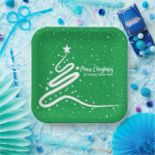 クリスマスツリーと降雪紙プレート ペーパープレート (パーティー)