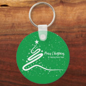 クリスマスツリーと降雪 キーホルダー (正面)