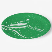 クリスマスツリーと降雪 ペーパープレート (アングル)