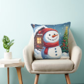 クリスマスツリーと陽気な雪だるま クッション (椅子)