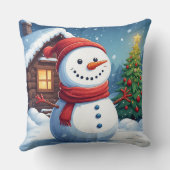 クリスマスツリーと陽気な雪だるま クッション (裏面)