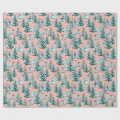 クリスマスツリーと雪だるまのラッピングペーパー ラッピングペーパー (フラット)