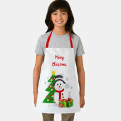 クリスマスツリーと雪だるまキッズホリデイ エプロン (インサイチュ)