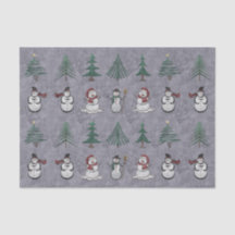 クリスマスツリーと雪だるまティッシュペーパー