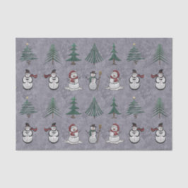 クリスマスツリーと雪だるまティッシュペーパー 薄葉紙