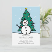 クリスマスツリーと雪だるまホリデーパーティー 招待状 (スタンド正面)